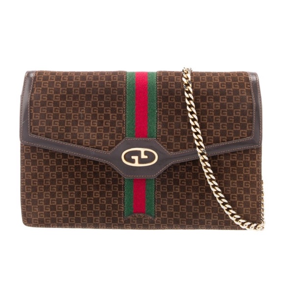 Gucci Suede Web Shoulder Bag Vintage! - Picture 1 of 5